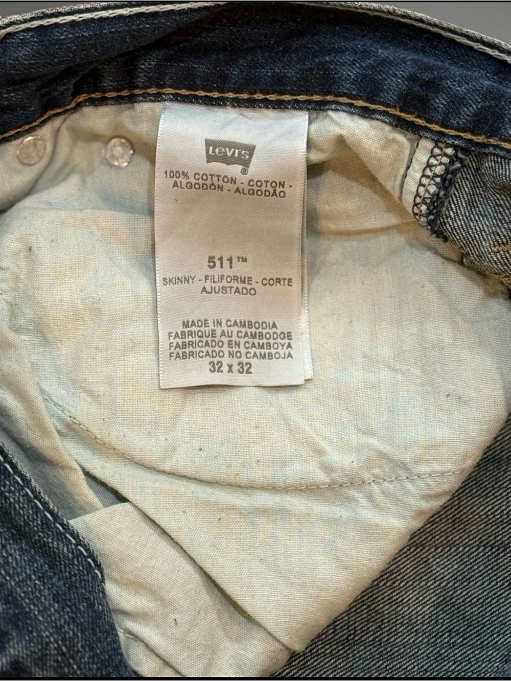 Levi’s 511 Slim Skinny Fit Jeans 32x32 Dark Wash Men’s Denim Pants Classic - Picture 6 of 6